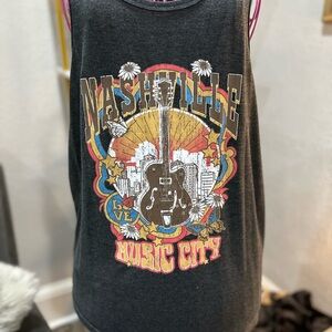 Nashville Music City Graphic Tank Top - Black